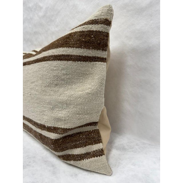 Contemporary Turkish Hemp Pillow Cushion Natural Brown Beige Pillow Cushion Cover 16" x 24" For Sale - Image 3 of 4