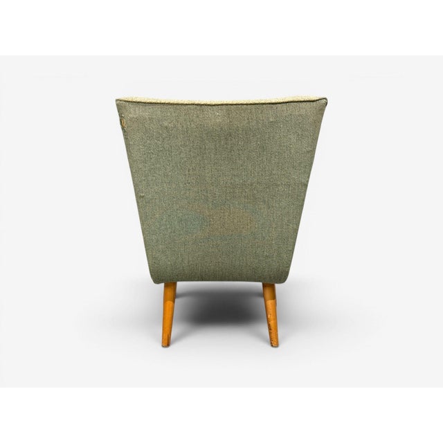 Swedish Modern, Slipper Chair, Green Fabric, Beech, Sweden, 1940s For Sale - Image 11 of 12