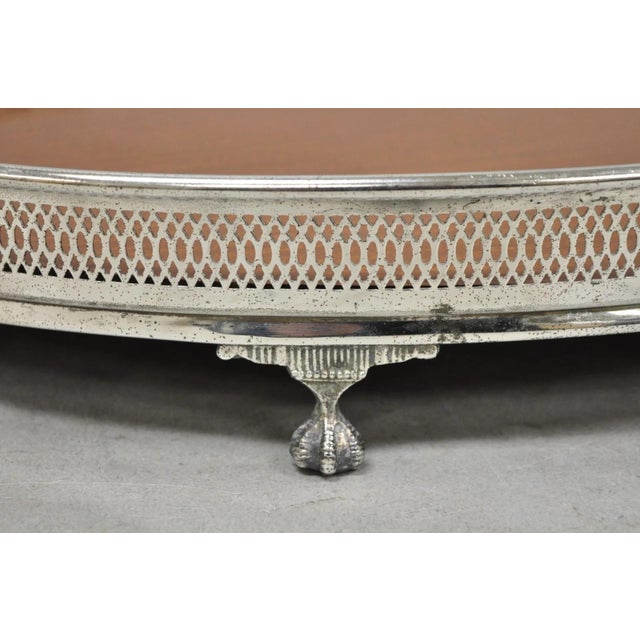 Traditional Vintage Eales 1779 Silver Plated Georgian Oval Formica Footed Bar Platter Tray For Sale - Image 3 of 15