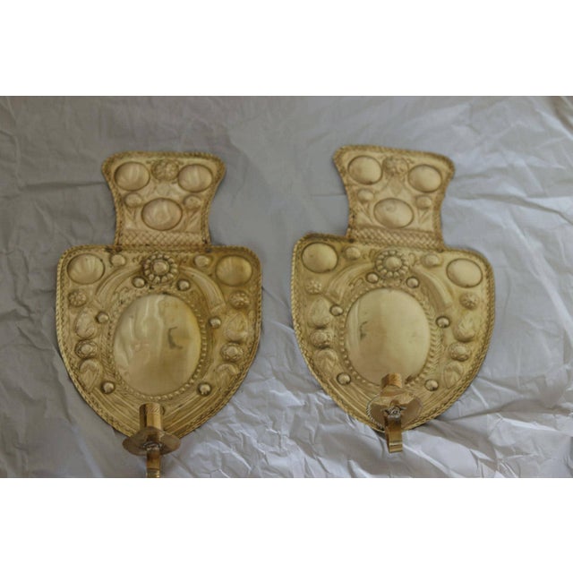 Large Mid-Century Baroque Swedish Brass Sconces, Set of 2 For Sale - Image 16 of 16