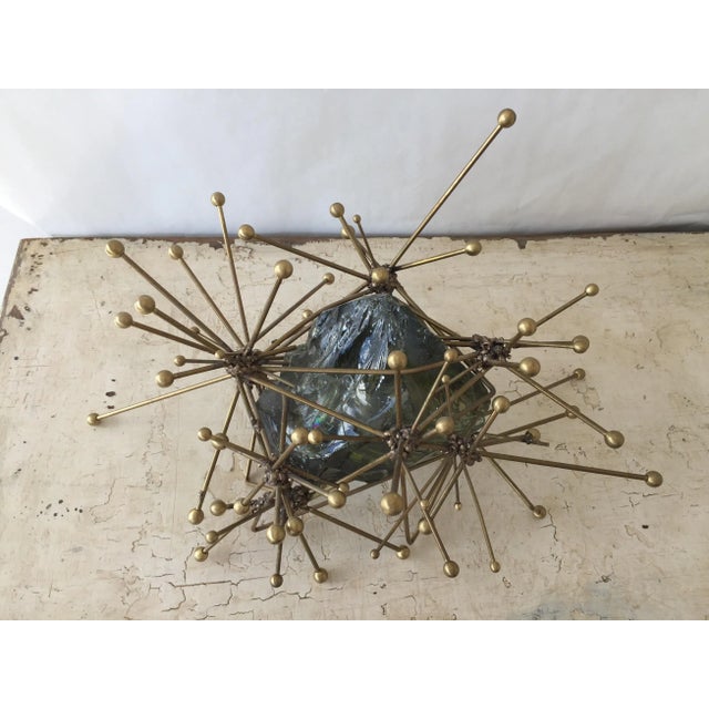 2000 - 2009 Atomic Explosion Brass and Raw Glass Block Sculpture For Sale - Image 5 of 8