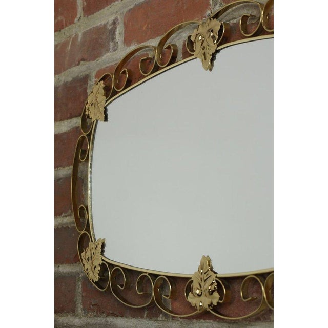 Vintage Oval Mirror in Brass, 1950s For Sale - Image 4 of 6