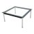 Cassina Lc10 Table en Tube Basse Coffee Table Glass Top Chrome Legs Black Base Le Corbusier Pierre Jeanneret Charlotte Perriand For Sale
