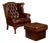 Luxury Hand-Tufted Leather Wingback Chair & Ottoman Set – Classic Style For Sale