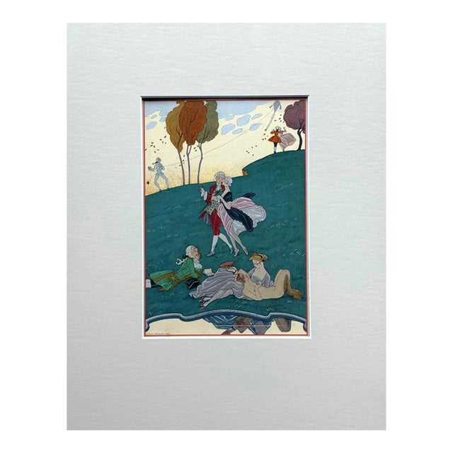 Original George Barbier 1928 Hand-Colored Pochoir Print: "Les ingénus" For Sale