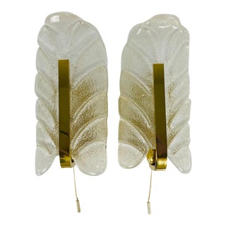 Modernist Brass and Opaline Glass Wall Lamps by Carl Fagerlund, 1960s - A Pair For Sale