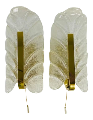 Modernist Brass and Opaline Glass Wall Lamps by Carl Fagerlund, 1960s - A Pair