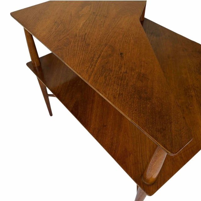 Wood Vintage Mid-Century Tiered End Corner Table by Heritage Henredon, Walnut For Sale - Image 7 of 11