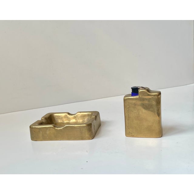 Vintage Brutalist Lauterbach Ashtray and Lighter Holder in Bronze, 1970s, Set of 2 For Sale - Image 4 of 11