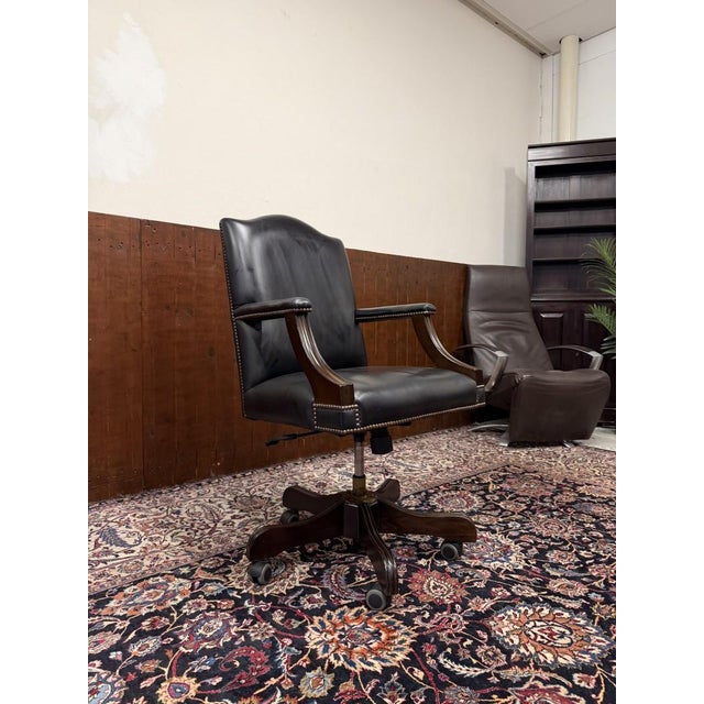 Black English Springvale Chesterfield Office Chair For Sale - Image 8 of 9