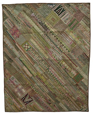 Vintage Embroidered Wall Hung Patchwork Tapestry, 1950s