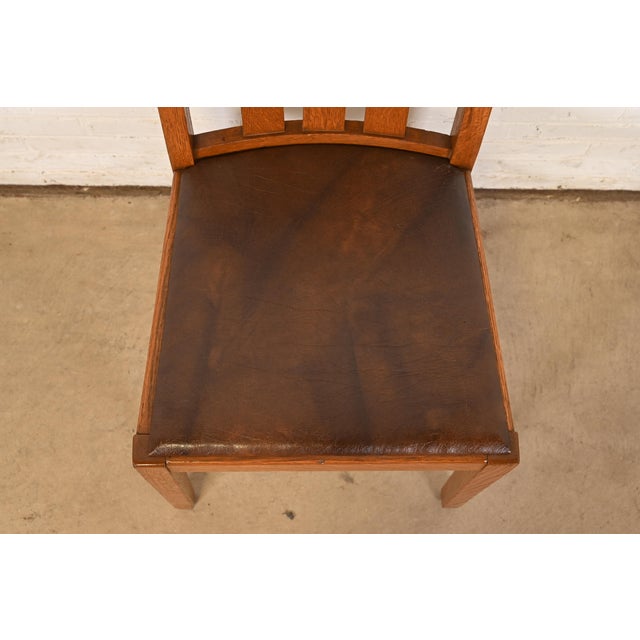 Stickley Brothers Style Antique Mission Oak Arts & Crafts Desk Chair or Side Chair, Circa 1900 For Sale In South Bend - Image 6 of 10