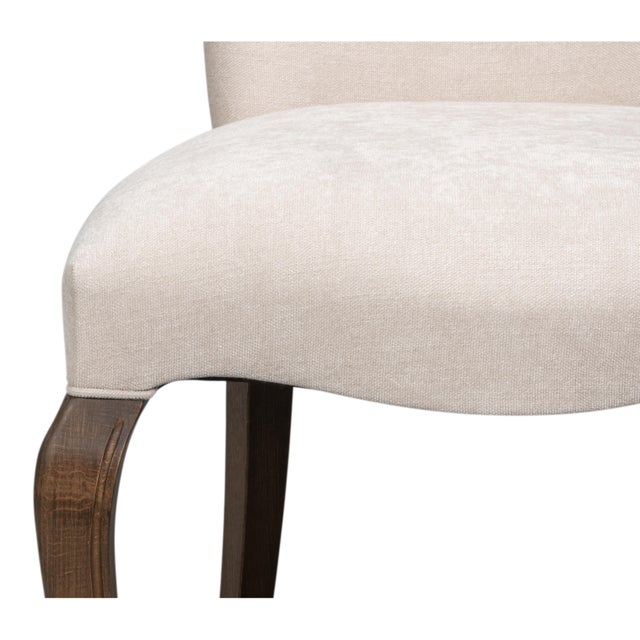 Wood Louis XV Dining Chairs in Cream with Dark Brown Legs, Sets of 2 For Sale - Image 7 of 12