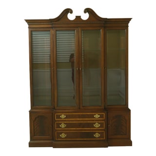 Hickory 4 Door Beveled Glass Mahogany Breakfront For Sale