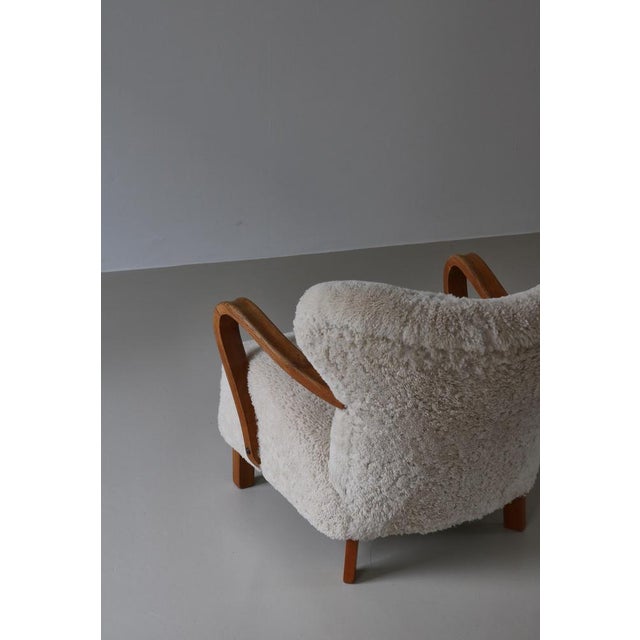 Danish Modern Lounge Chair in Oak and Sheepskin, Denmark, 1940s For Sale - Image 15 of 18