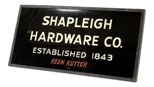 1900 Vintage Turn of the Century Gilded Reverse Painted Glass Trade Sign by Shapleigh Hardware Company