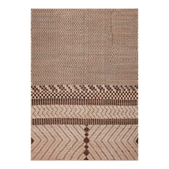 Nazmiyal Collection Modern Brown Chevron Moroccan Rug For Sale