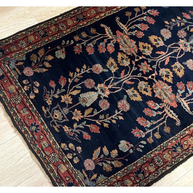 Antique Persian Sarouk Mahajiran Rug 3.3' X 5.2' (100cm X 158cm) 1900s For Sale In New York - Image 6 of 10