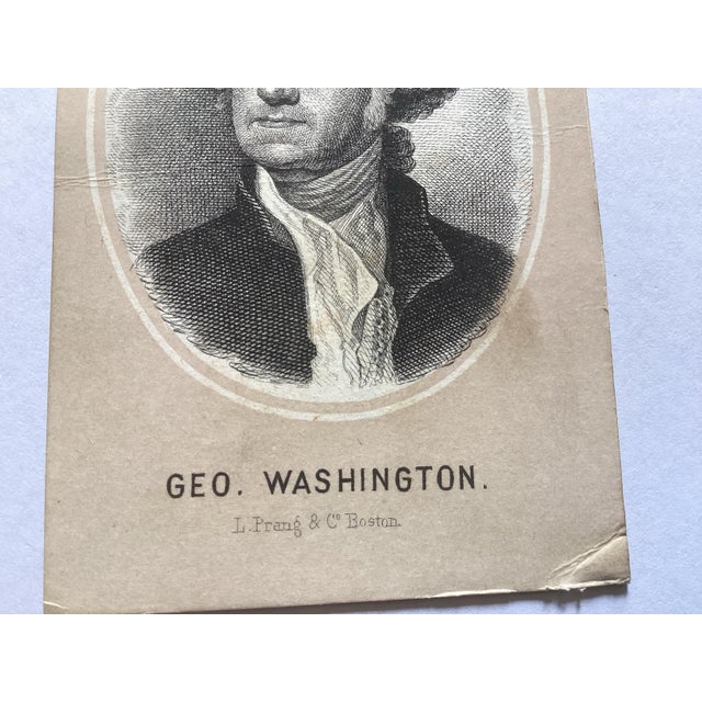 American Extremely Rare Collectible 1869 L. Prang & Co. George Washington 1st Card For Sale - Image 3 of 6