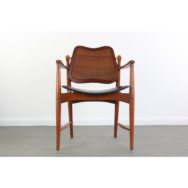 Arne Vodder Sculptural Chairs with a Cane Back and Brass Detailing Denmark - Set of 4 For Sale - Image 10 of 13