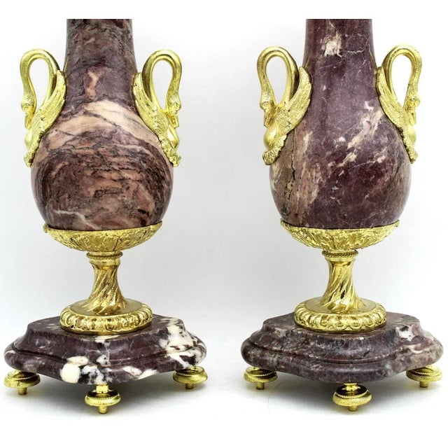 Napoleon III Vases in Golden Bronze and Marble, 19th Century, Set of 2 For Sale - Image 9 of 10