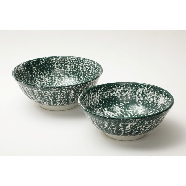 Ceramic Vintage Roma Inc. 8-Piece Set of Vintage Green & White Ceramic Spongeware Dishes For Sale - Image 7 of 7