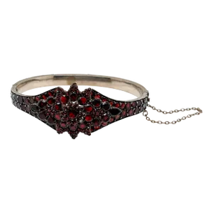 Vintage Antique Bohemian Gold Filled Garnet Bangle Bracelet
