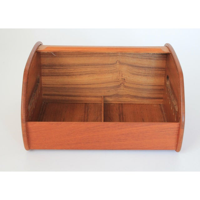 Wood 1970s Teak Wood Tambour Organizer Box For Sale - Image 7 of 10