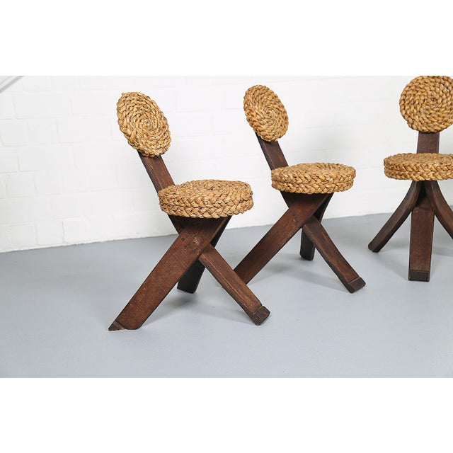 Vintage Tripod Chairs by Frida Minet and Adrien Audoux, 1950s, Set of 4 For Sale - Image 11 of 18