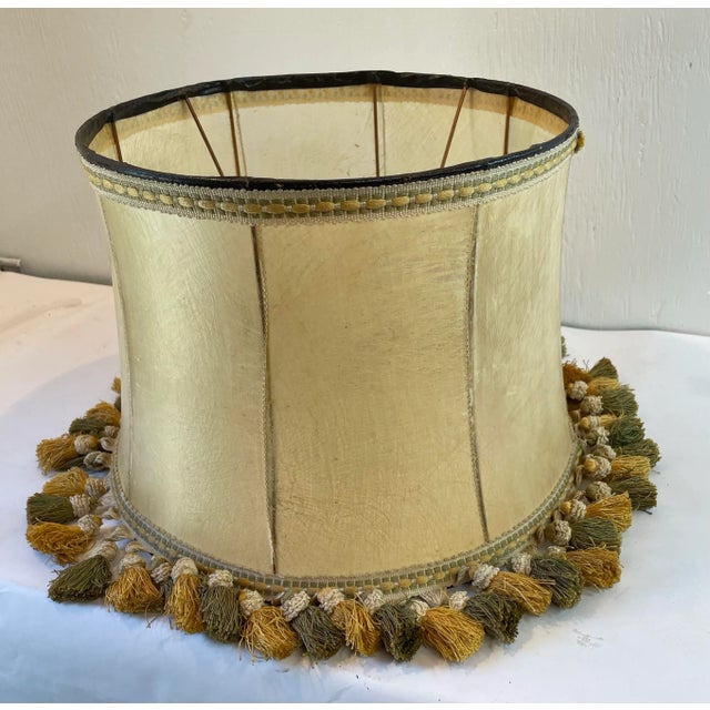 Vintage English Stretched Leather Lamp Shade For Sale - Image 4 of 10