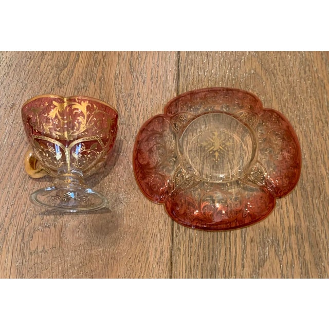 Vintage Eastern European Ombre Glass Cup and Saucer Set- 2 Pieces For Sale - Image 9 of 10