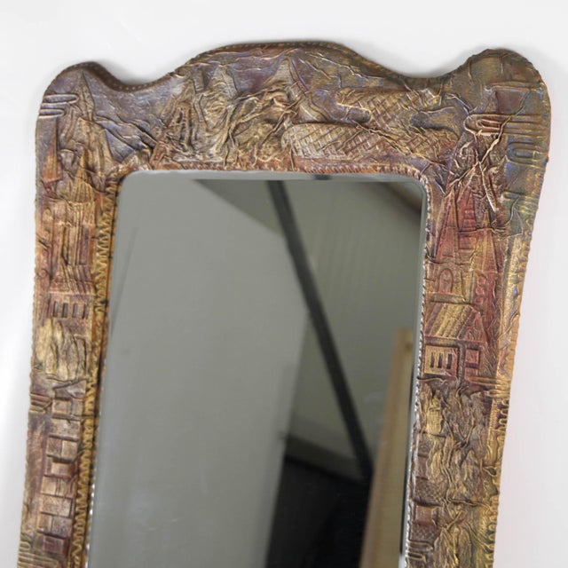 Large Leather Mirror, 1970s For Sale - Image 10 of 16