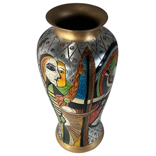 19 In. Tall Vintage Alexander Kalifano Picasso Inspired Vase Two Distinct Abstract Human Profiles. For Sale - Image 15 of 17