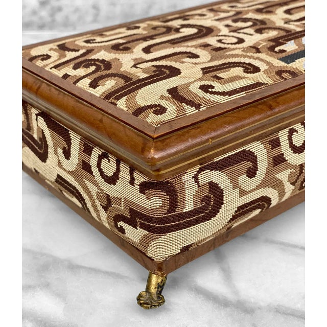 Mid-Century Walnut Spiraled Motif Claw Foot Jewelry Dresser Storage Box For Sale - Image 10 of 11