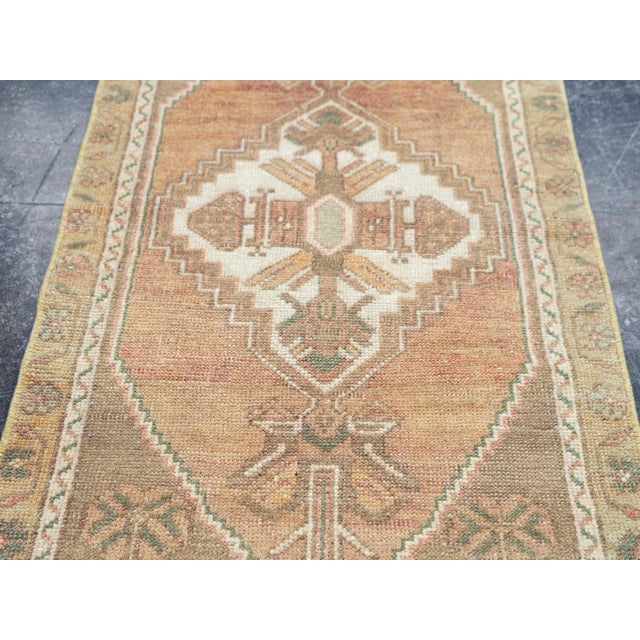 Textile Turkish Mini Rug Oriental Hand Knotted Vintage Rug 1'8" x 3'6" #16751 For Sale - Image 7 of 8