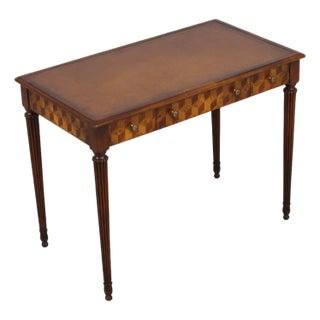 Theodore Alexander Attributed Marquetry Inlaid Leather Top Writing Desk For Sale