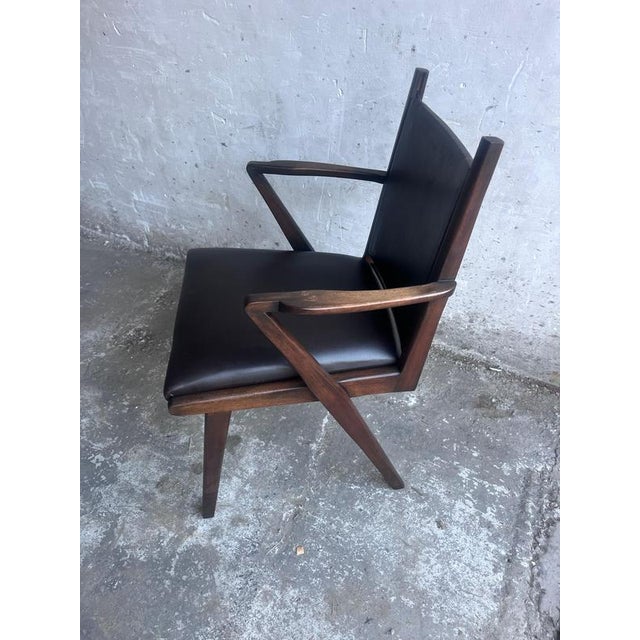Mid-Century Armchairs in Dark Wood and Brown Upholstery, 1960s, Set of 2 For Sale - Image 9 of 10