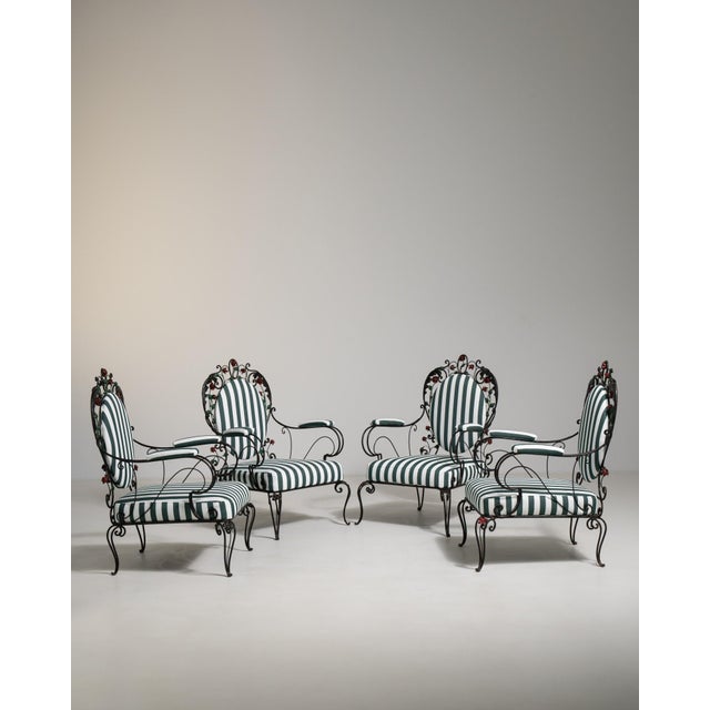 1950s Black Iron Set of 4 Outdoor Chairs For Sale - Image 13 of 17