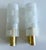 Pair of Vintage mid century sconces with frosted plexiglas shades mounted on metal structure with brass cover Dimensions...