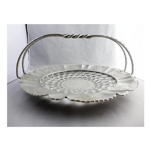 Farmhouse Vintage Glass & Aluminum Basket For Sale - Image 3 of 7