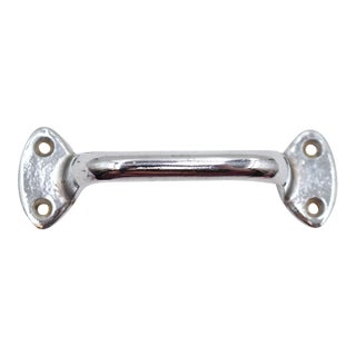 Vintage 6 In. Chrome Plated Brass Drawer Cabinet Pull For Sale