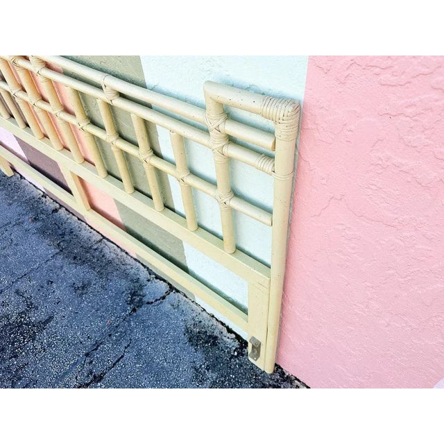 Cream 1970s Palm Beach Regency Ficks Reed Rattan King Headboard For Sale - Image 8 of 8