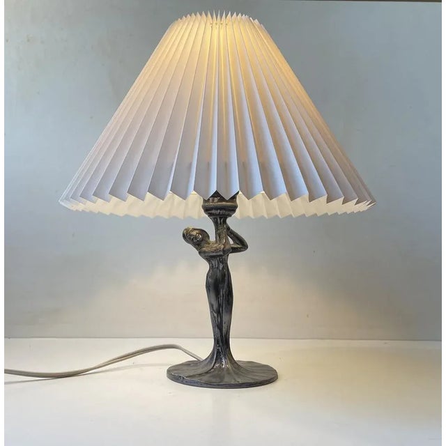 Art Deco French Table Lamp in Pewter, 1930s For Sale - Image 6 of 9