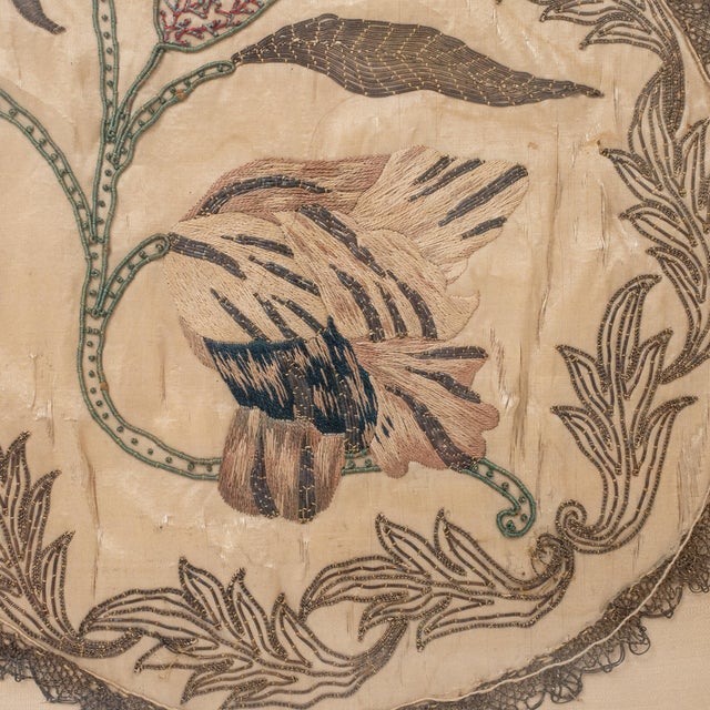 18th Century English Georgian Silk and Gold Metallic Thread Embroidered Apron Panel For Sale - Image 11 of 11