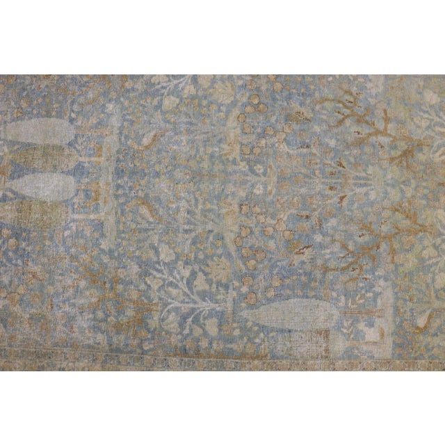 19th Century Light Blue Antique Pictorial Rug, 4'6'' X 6'3'' For Sale - Image 9 of 10