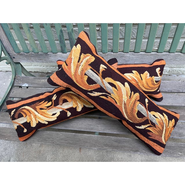 Set of Three Antique Tapestry Pillows For Sale - Image 4 of 11