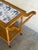Mid-Century Modern Vintage Danish Oak Bar Cart Tea Trolley With Blue & White Tile Top For Sale - Image 3 of 10