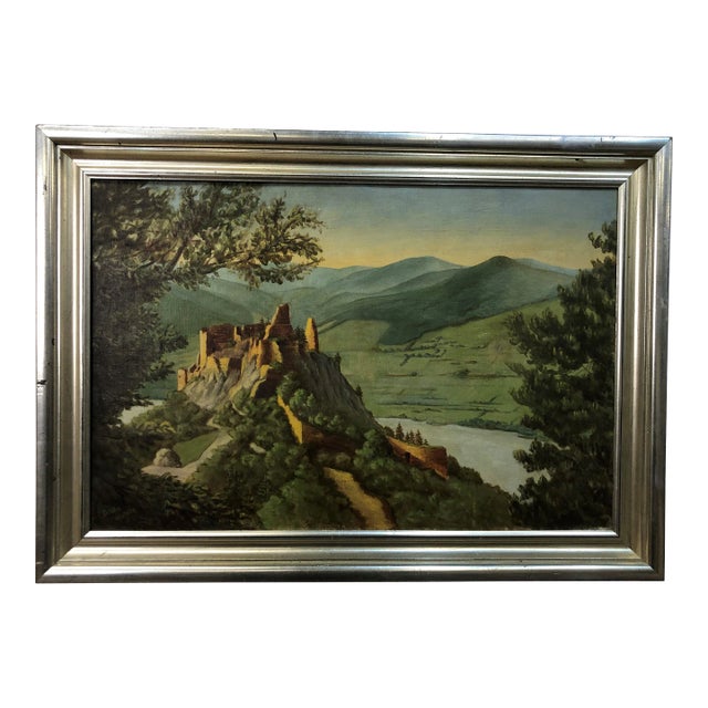 Late 19th Century The Fortress Original Oil on Canvas Signed on the Bottom, Framed For Sale