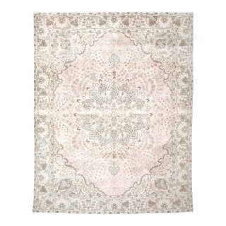 1970s Vintage Persian Handmade Wool Cotton Beige Area Rug For Sale