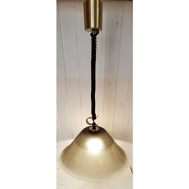 Vintage Ceiling Lamp with Tinted Relief Glass Shade from Peill & Putzler, 1970s For Sale - Image 3 of 9